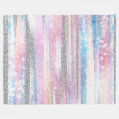 Moderne Iridescent & Silver Glitter Strokes Stripe Fleece Deken (Voorkant (Horizontaal))