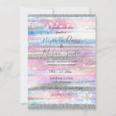 Moderne Iridescent & Silver Glitter Strokes Stripe Kaart (Voorkant)