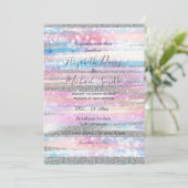 Moderne Iridescent & Silver Glitter Strokes Stripe Kaart (Staand voorkant)