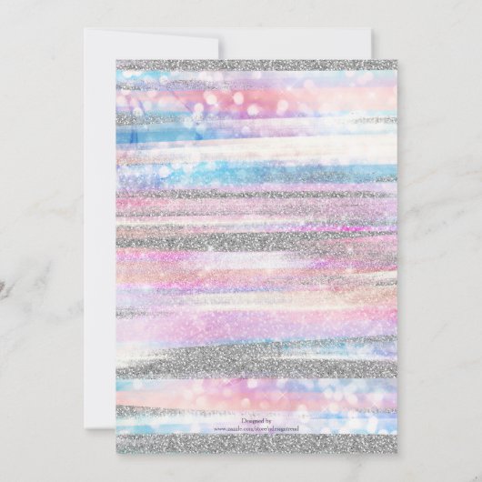Moderne Iridescent & Silver Glitter Strokes Stripe Kaart (Achterkant)