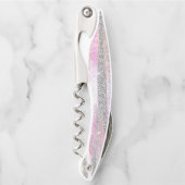 Moderne Iridescent & Silver Glitter Strokes Stripe Kurkentrekker (Voorkant)