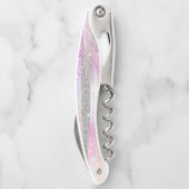 Moderne Iridescent & Silver Glitter Strokes Stripe Kurkentrekker (Achterkant)