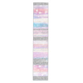 Moderne Iridescent & Silver Glitter Strokes Stripe Medium Tafelloper (Voorkant)