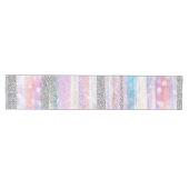Moderne Iridescent & Silver Glitter Strokes Stripe Medium Tafelloper (Horizontaal)