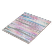 Moderne Iridescent & Silver Glitter Strokes Stripe Tegeltje (Zijkant)