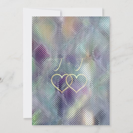 Moderne Iridescente Glas Uiterlijk Trouw Uitnodigi Kaart (Achterkant)