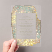 Moderne Iridiscerende Glitter Bruiloft Acryl Uitnodigingen (Insitu (Draagbaar))