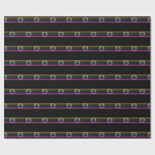 Moderne Iridiserende Bubbel Streep | Glanzend Glas Cadeaupapier (Vlak)