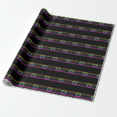 Moderne Iridiserende Bubbel Streep | Glanzend Glas Cadeaupapier (Uitgerold)