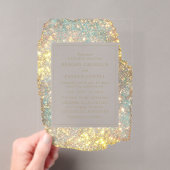 Moderne Iridiserende Glitter Bruiloft Acryl Uitnodigingen (Insitu (Draagbaar))