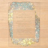 Moderne Iridiserende Glitter Bruiloft Acryl Uitnodigingen (Voorkant)