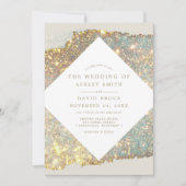 Moderne Iridiserende Glitter Bruiloft Kaart (Voorkant)
