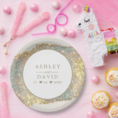 Moderne Iridiserende Glitter Bruiloft Papieren Bordje (Feest)
