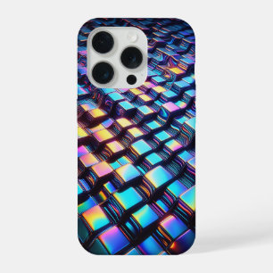 Moderne Iridiserende Golf Grid Hoesje Futuristisch iPhone 15 Pro Case