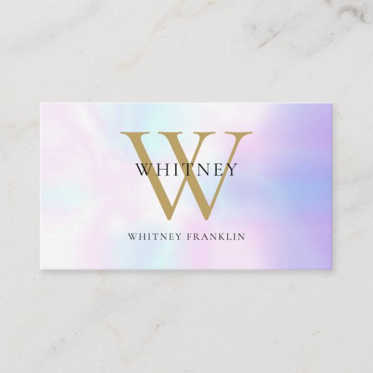 Moderne Iridiserende Monogram Professional Visitekaartje (Voorkant)