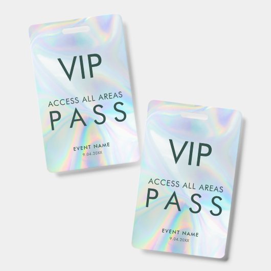 Moderne Iridiserende VIP All Access Evenementenpas Badge (Voor- en achterkant)