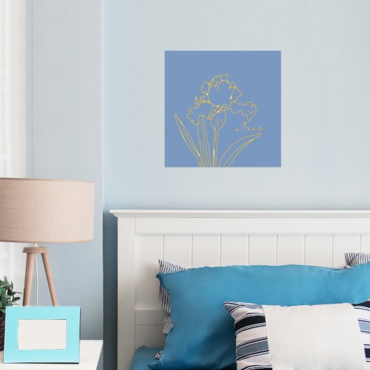 Moderne Iris bloemenveer bloemschets Folie Afdrukken (Insitu (Slaapkamer))