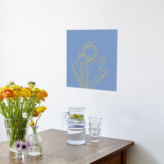 Moderne Iris bloemenveer bloemschets Folie Afdrukken (Laag (Keuken))