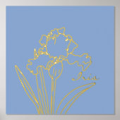 Moderne Iris bloemenveer bloemschets Folie Afdrukken (Voorkant)