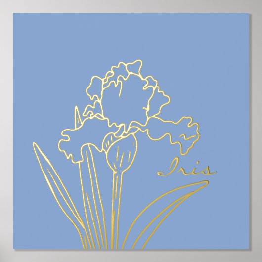 Moderne Iris bloemenveer bloemschets Folie Afdrukken (Voorkant)