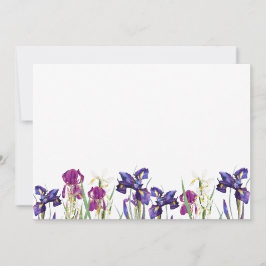 Moderne iris bruiloft elegante bloem bruiloft kaart (Achterkant)