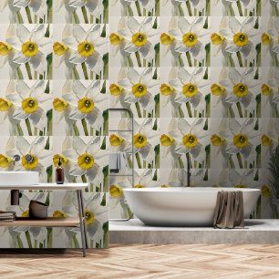 Moderne Iris Watercolor Bloemen Behang