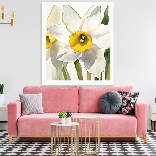 Moderne Iris Watercolor Bloemen Canvas Afdruk (Insitu (Woonkamer))