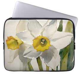 Moderne Iris Watercolor Bloemen Laptop Sleeve