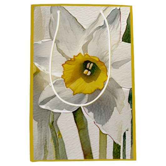 Moderne Iris Watercolor Bloemen Medium Cadeauzakje (Voorkant)