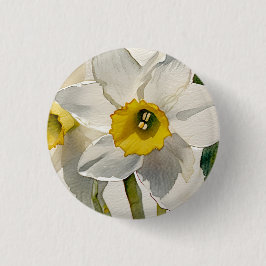 Moderne Iris Watercolor Bloemen Ronde Button 3,2 Cm