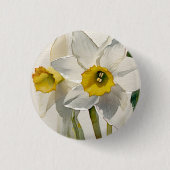 Moderne Iris Watercolor Bloemen Ronde Button 3,2 Cm (Voorkant)