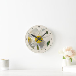 Moderne Iris Watercolor Bloemen Ronde Klok