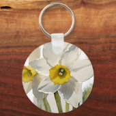 Moderne Iris Watercolor Bloemen Sleutelhanger (Voorkant)