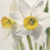 Moderne Iris Watercolor Bloemen Sticker (Voorkant)