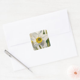 Moderne Iris Watercolor Bloemen Vierkante Sticker