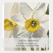 Moderne Iris Watercolor Bloemen Vierkante Sticker (Voorkant)