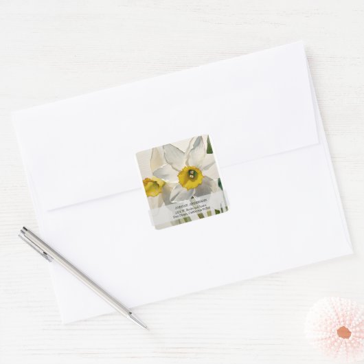 Moderne Iris Watercolor Bloemen Vierkante Sticker (Envelop)
