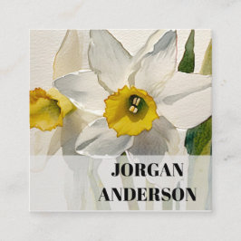 Moderne Iris Watercolor Bloemen Vierkante Visitekaartje