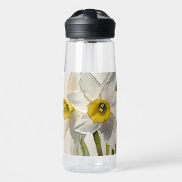 Moderne Iris Watercolor Bloemen Waterfles