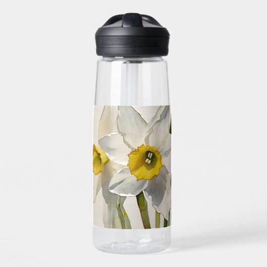 Moderne Iris Watercolor Bloemen Waterfles (Voorkant)