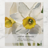 Moderne Iris Watercolor Bloemen Wijn Etiket (Enkel label)