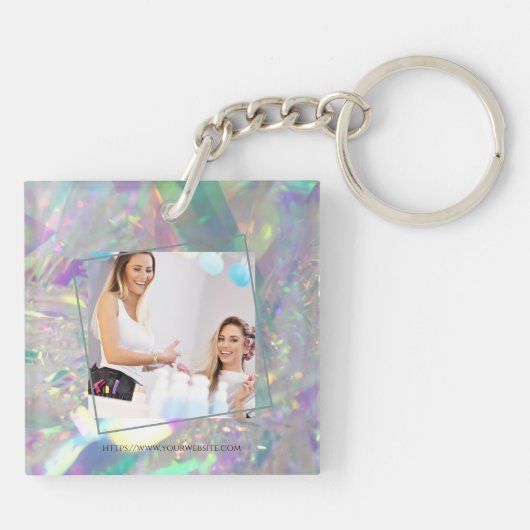 Moderne iriserende Angel Tinsel Sleutelhanger (Achterkant)