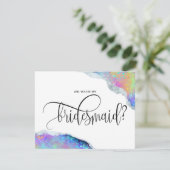 Moderne iriserende opaal zult u mijn bruidsmeisje kaart (Staand voorkant)