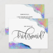 Moderne iriserende opaal zult u mijn bruidsmeisje kaart (Voorkant / Achterkant)