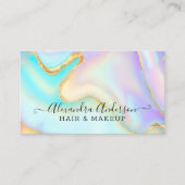 Moderne iriserende pastel en goud marmer visitekaartje (Voorkant)