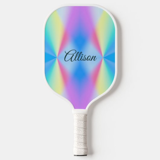 Moderne iriserende pastel regenboogkleur pickleball paddle (Voorkant)