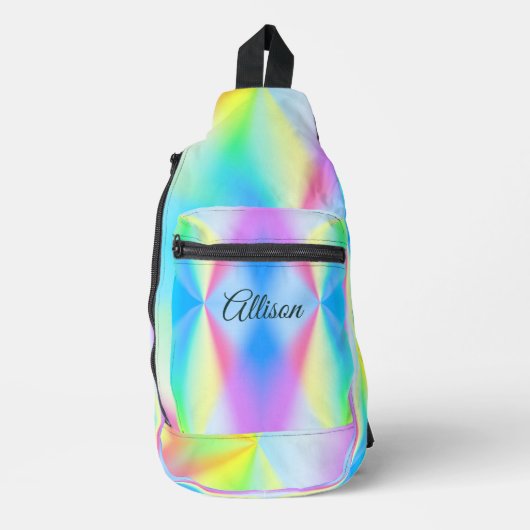 Moderne iriserende pastel regenboogkleur sling bag (Voorkant)