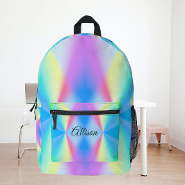 Moderne iriserende pastel regenboogkleurig bedrukte rugzak