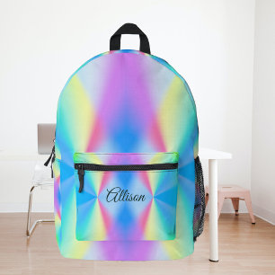 Moderne iriserende pastel regenboogkleurig bedrukte rugzak