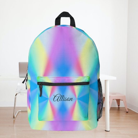 Moderne iriserende pastel regenboogkleurig bedrukte rugzak